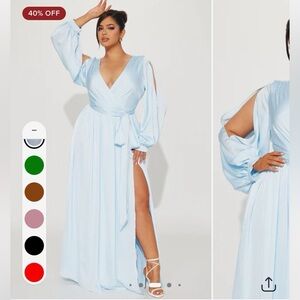 Elegant Light Blue Maxi Dress